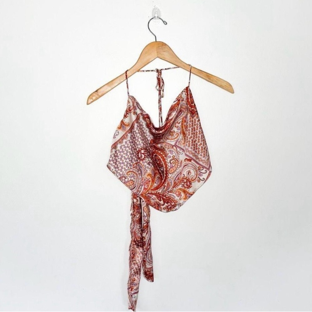Cotton Candy LA Paisley Halter Top Back Tie